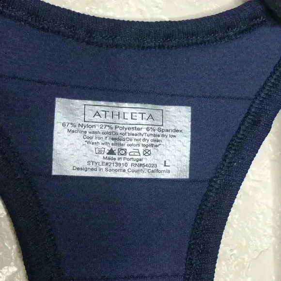 Athleta Racerback Tank Top Women's Large Purple Striped Athletic - Picture 4 of 7